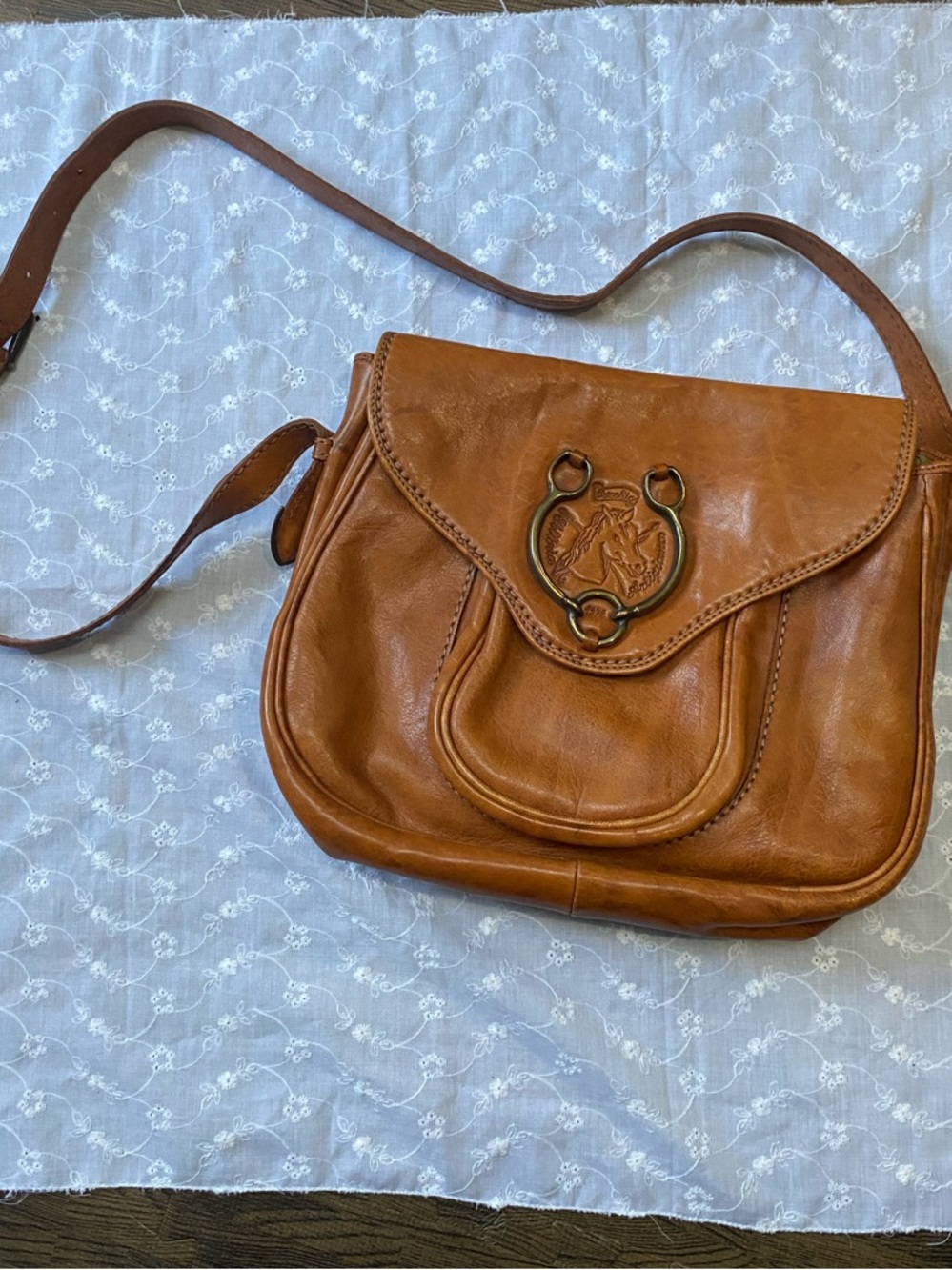 🔥RARE🔥 1972 Louise Fontaine leather equestrian satchel. New old stock